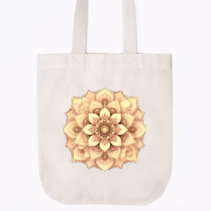Ecobag- Mandala em tons de Amarelo e Dourado– Energia Solar, Luz Interior e Estilo Boho Chic